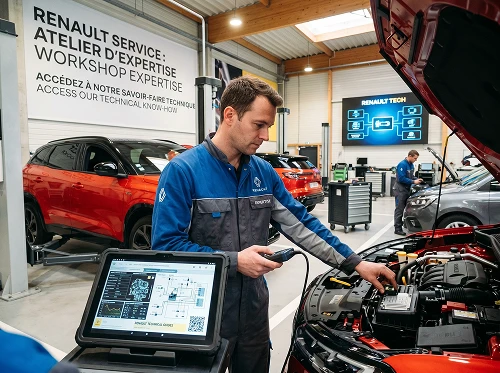 Contrôle technique et préparation d'un véhicule d'occasion en atelier